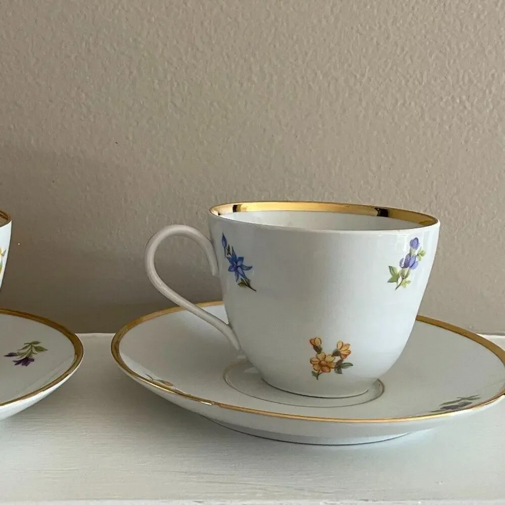 VTG Danmark Lyngby Teacup & Saucer, Bedstefar/Bedstemor, Floral, Gold, Danish